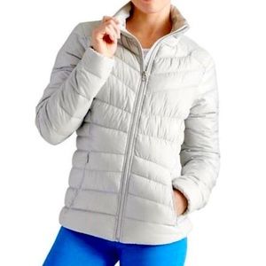 Athleta light grey goose down “downalicious” Jacket size 1x